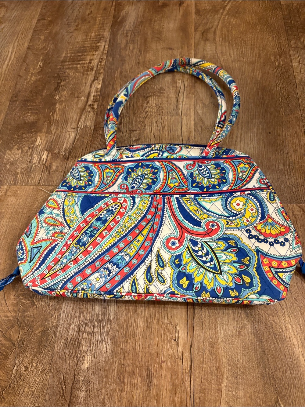 Vera Bradley Quilted Paisley Tote Bag in Blue, Red & Yellow